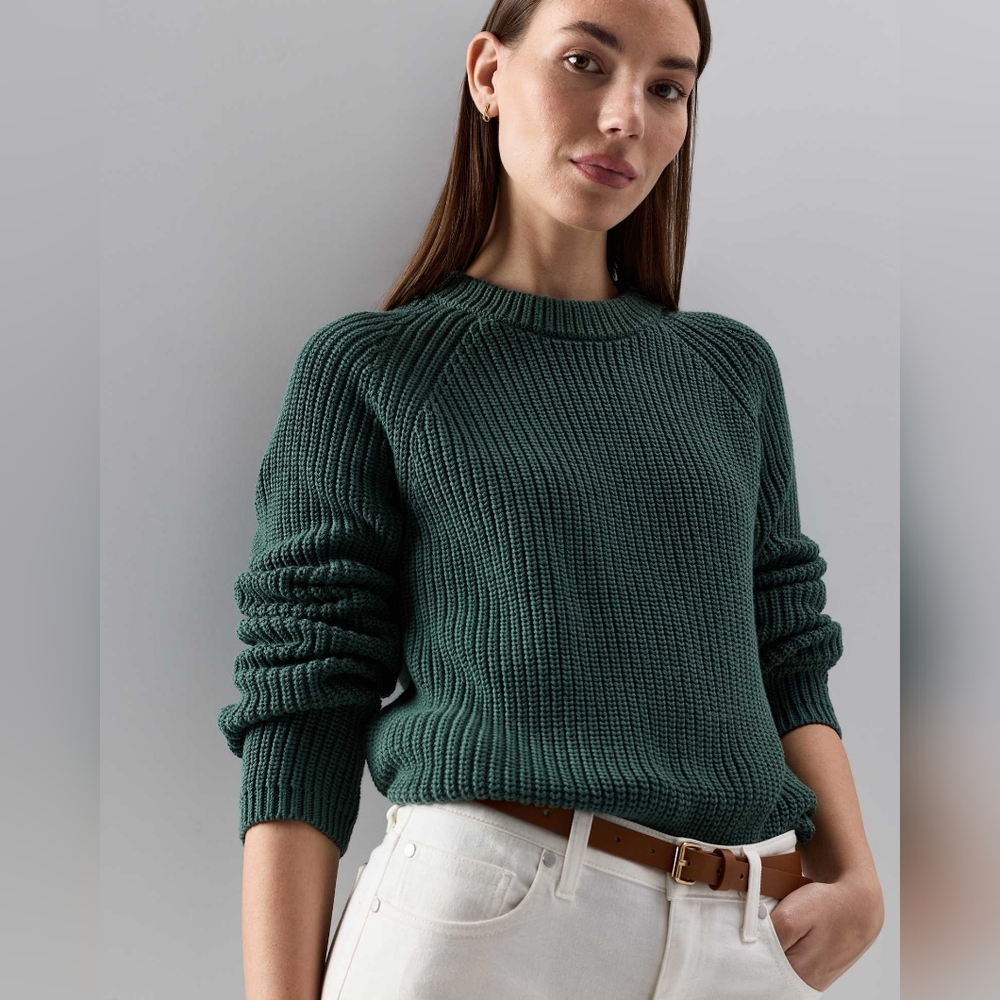 American Apparel dark green, ribbed knit crewneck sweater Crewnexlck Size XS